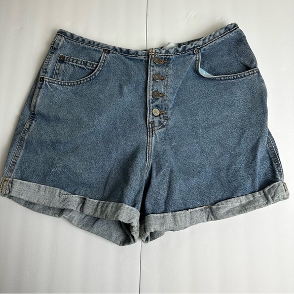 Vintage Gintano Mom Shorts high rise button fly size 14 denim 100% cotton blue - Picture 1 of 8
